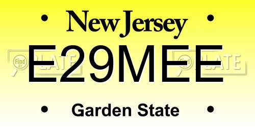 E29MEE New Jersey License Plate