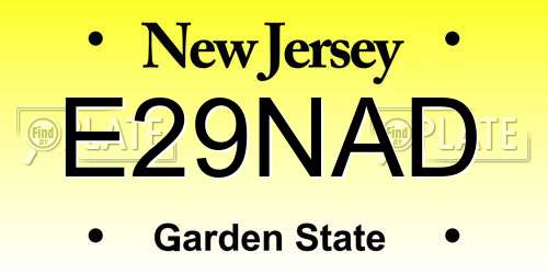E29NAD New Jersey License Plate