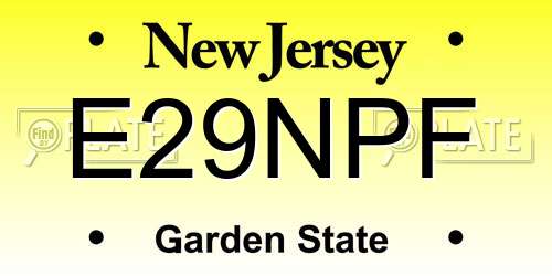 E29NPF New Jersey License Plate