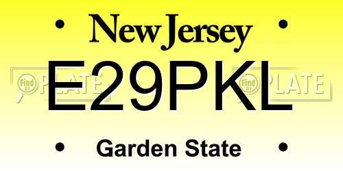E29PKL New Jersey License Plate