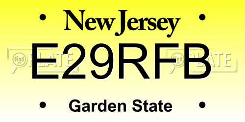 E29RFB New Jersey License Plate