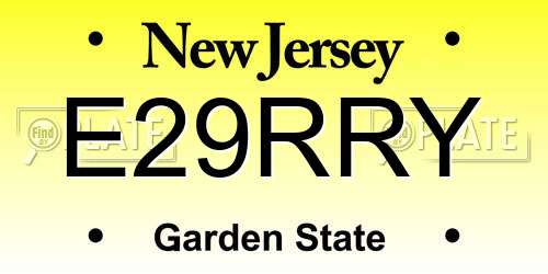 E29RRY New Jersey License Plate