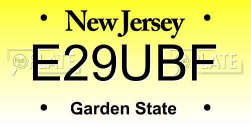 E29UBF New Jersey License Plate