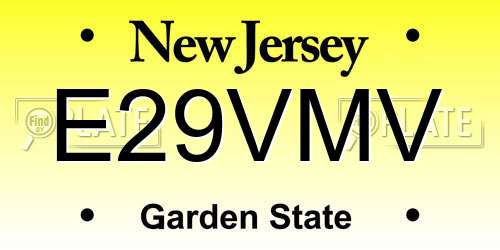 E29VMV New Jersey License Plate