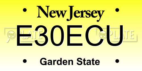 E30ECU New Jersey License Plate