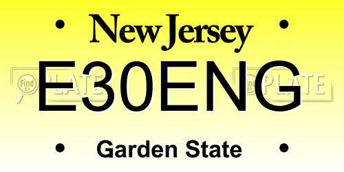 E30ENG New Jersey License Plate