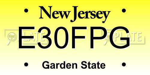E30FPG New Jersey License Plate
