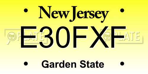 E30FXF New Jersey License Plate