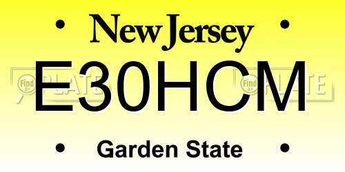 E30HCM New Jersey License Plate