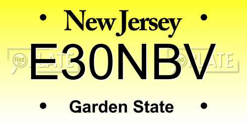 E30NBV New Jersey License Plate