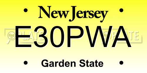 E30PWA New Jersey License Plate