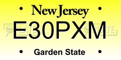 E30PXM New Jersey License Plate