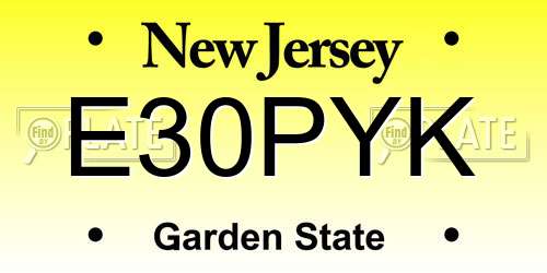 E30PYK New Jersey License Plate