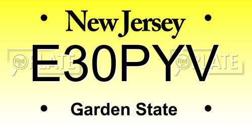 E30PYV New Jersey License Plate