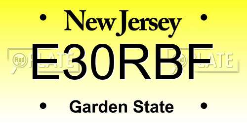 E30RBF New Jersey License Plate