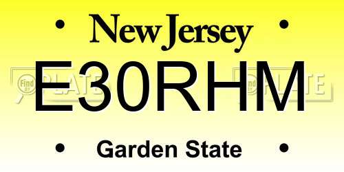 E30RHM New Jersey License Plate