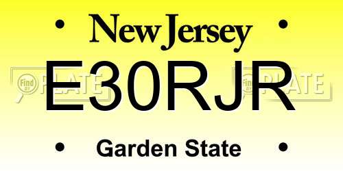 E30RJR New Jersey License Plate
