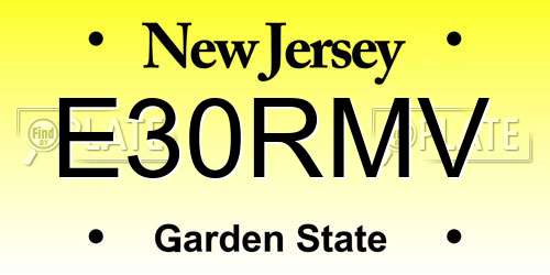 E30RMV New Jersey License Plate