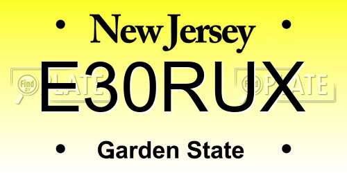 E30RUX New Jersey License Plate