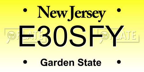 E30SFY New Jersey License Plate