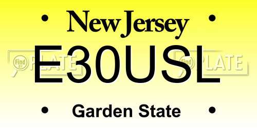 E30USL New Jersey License Plate