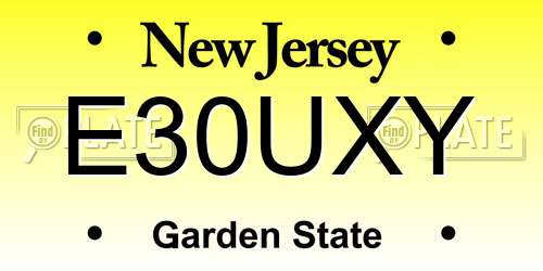 E30UXY New Jersey License Plate