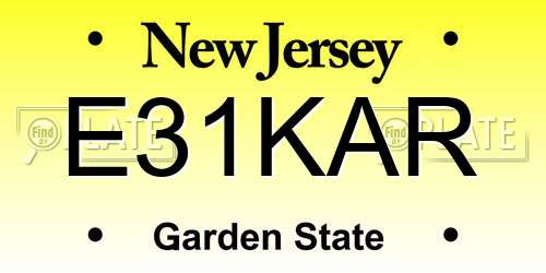 E31KAR New Jersey License Plate