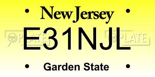 E31NJL New Jersey License Plate