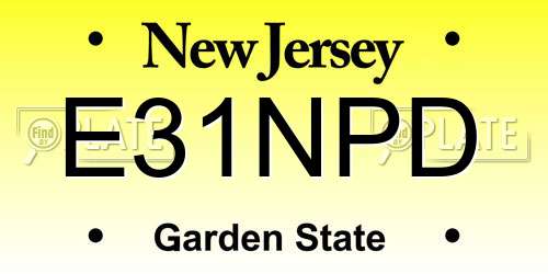 E31NPD New Jersey License Plate