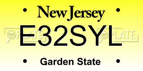 E32SYL New Jersey License Plate