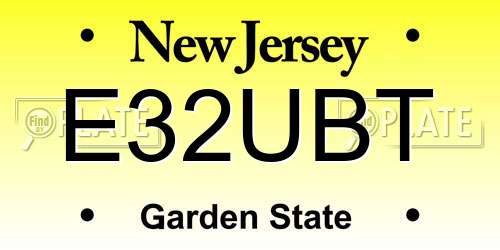 E32UBT New Jersey License Plate