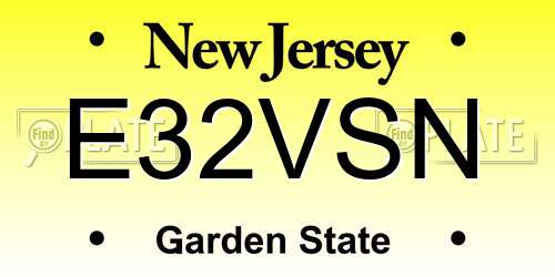 E32VSN New Jersey License Plate