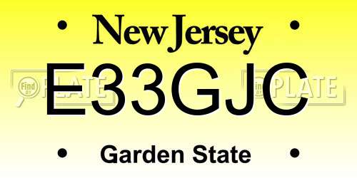 E33GJC New Jersey License Plate