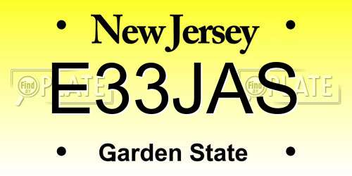 E33JAS New Jersey License Plate