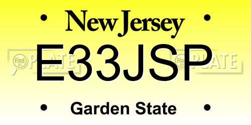 E33JSP New Jersey License Plate