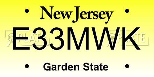 E33MWK New Jersey License Plate