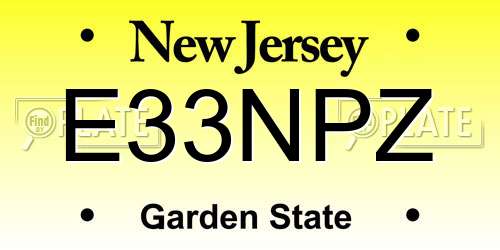 E33NPZ New Jersey License Plate