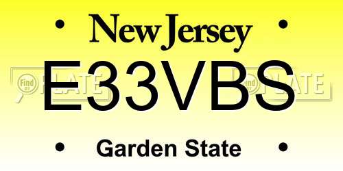 E33VBS New Jersey License Plate