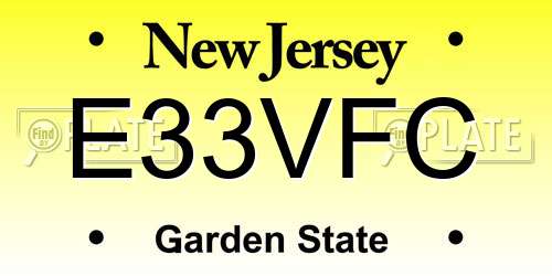 E33VFC New Jersey License Plate