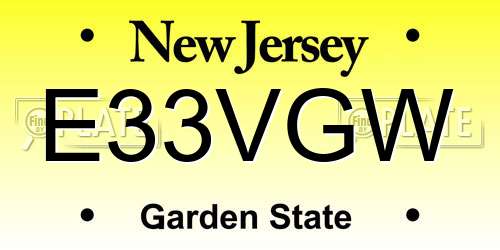 E33VGW New Jersey License Plate