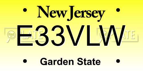 E33VLW New Jersey License Plate