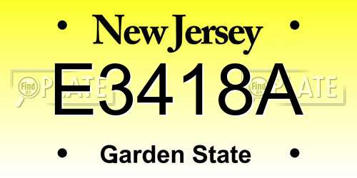 E3418A New Jersey License Plate