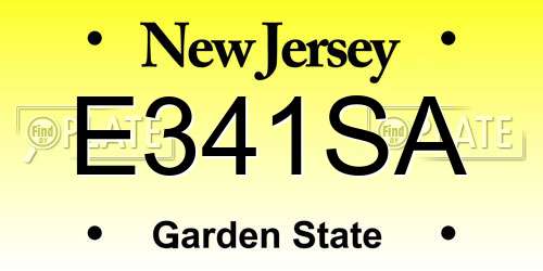 E341SA New Jersey License Plate