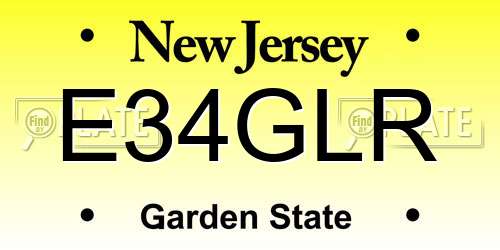 E34GLR New Jersey License Plate