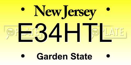 E34HTL New Jersey License Plate