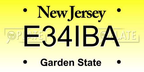 E34IBA New Jersey License Plate