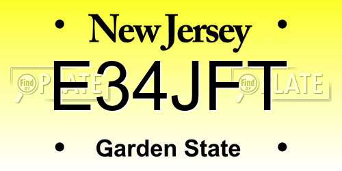 E34JFT New Jersey License Plate