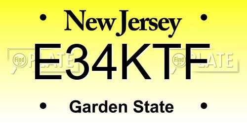 E34KTF New Jersey License Plate