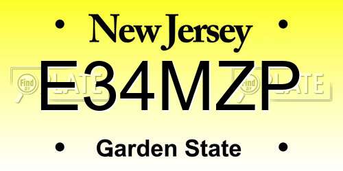 E34MZP New Jersey License Plate