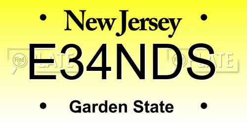 E34NDS New Jersey License Plate